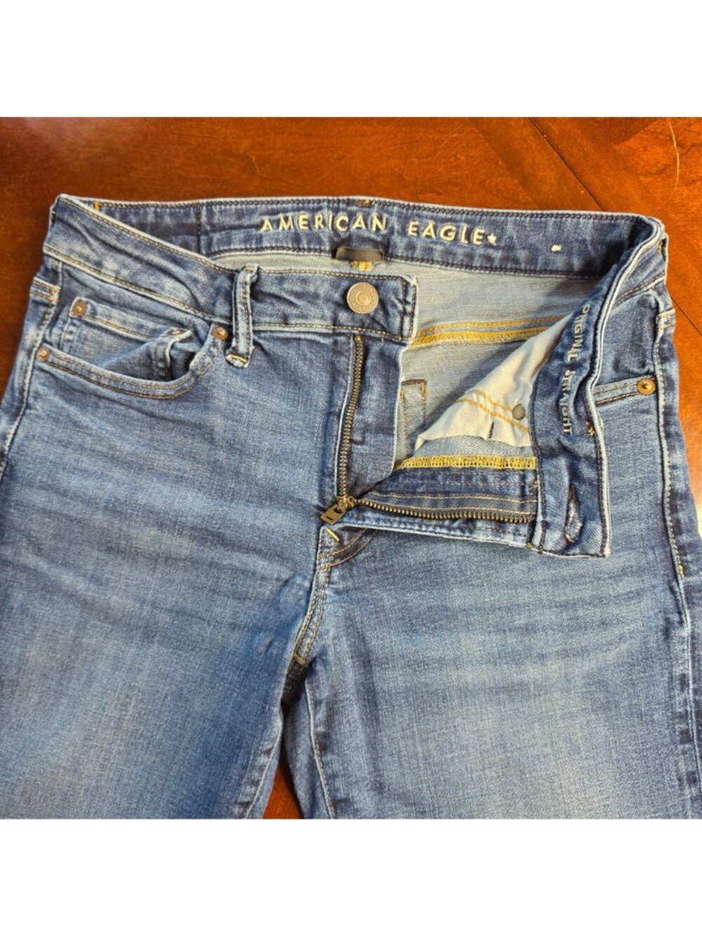 American Eagle Original Straight Jeans Mens 30x32 Light Wash Y2K Denim - Picture 5 of 11